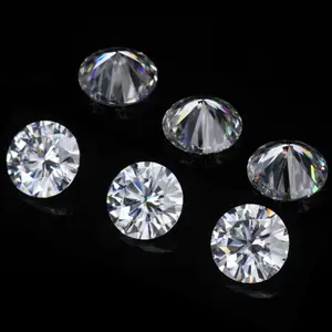 Round brilliant cut clear white synthetic diamonds loose DEF Heart & Arrow Moissanite on sale