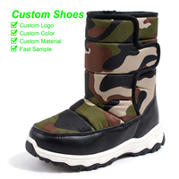 Bottes de neige personnalisées pour enfants de 4 à 10 ans, dessus camouflage résistant à l'eau, chaussures d'hiver doublées de polaire