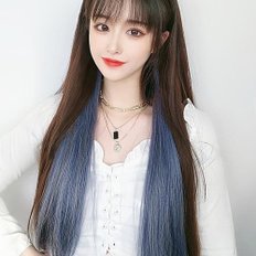 Sister's Hair High Quality Ash Blue Grid Bridge Hair Piece 5P Set Fibra sintética de alta temperatura - Product Image 1