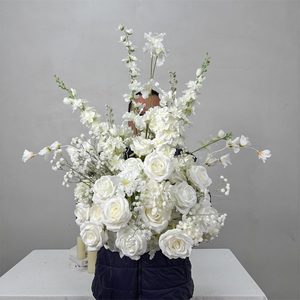 Bolas de flores artificiales románticas blancas de 3D, 80 cm, 60 cm, 50 cm, bolas de flores de seda color crema para centros de mesa de boda y decoración. - Product Image 1