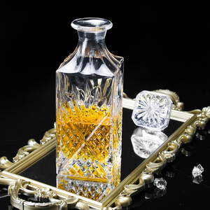 Carafe à whisky en verre <span class=keywords><strong>sans</strong></span> plomb, bouteille à liqueur, verre géométrique gaufré pour la décoration de bar à domicile, cadeau - Product Image 4