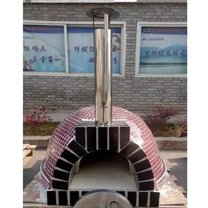 Four à pizza extérieur au bois, four à pizza en mosaïque bleue fait main pour la cuisson et la pâtisserie en plein air - Product Image 5