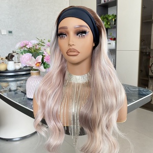 Perruque Bandeau Cheveux Synthétiques 22 Pouces pour Femmes Noires Sans Colle Sans Lacet Résistante à la Chaleur Ondulée Naturelle Blonde Densité 180% - Product Image 5