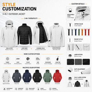 Veste <span class=keywords><strong>d</strong></span>'extérieur 3 en 1 imperméable <span class=keywords><strong>pour</strong></span> <span class=keywords><strong>homme</strong></span>, <span class=keywords><strong>manteau</strong></span> <span class=keywords><strong>d</strong></span>'<span class=keywords><strong>hiver</strong></span> avec doublure 80% duvet de canard blanc, logo personnalisé, fabricant OEM ODM, parka coupe-vent - Product Image 4