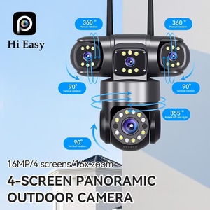 Cámara Panorámica Exterior Hi Easy de 4 Pantallas, 16MP, Rotación de 360 Grados, Cámara de Vigilancia Inalámbrica WiFi - Product Image 1