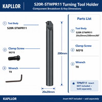 CNC Inner Hole Tool Holder S20R-STWPR1103 Square Thick 60 Degree Boring Lathe Tool Internal Thread Machining OEM