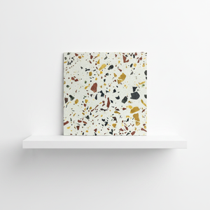 Carrelage en terrazzo blanc de design moderne, pierre multicolore, grand format pour mur ou sol de salle de bain, idéal pour l'hôtellerie - Product Image 1