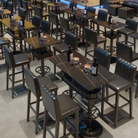 Mobilier de bar à narguilé moderne KTV Ensemble table et chaises de bar à LED pour l'extérieur Pub Nightclub Restaurant Booth Sièges Canapé