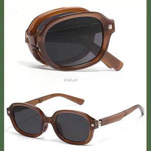 Nouvelles lunettes de soleil pliables œil-de-chat 2024, mode, verres PC UV400, monture grise, unisexe - Product Image 3