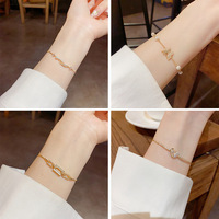 Bracelet en fer plaqué or véritable avec zircon, design unique et personnalisé, tendance, pour femme, luxe léger, design simple et polyvalent