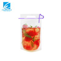 Sac de jus PE transparent de 500ml | Pochette debout avec logo personnalisé avec emballage de boisson jetable de paille de 8oz