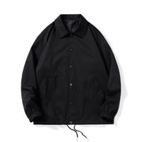 Veste d'entraîneurs pour hommes de grande taille avec logo personnalisé vierge au design personnalisé OEM Veste d'entraîneurs coupe-vent noire unie