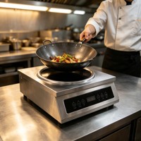 Service OEM/ODM d'usine, cuisinière à induction commerciale haute puissance 5000W équipée de 4 écrans LED numériques