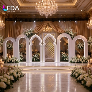 LEDA Ensemble de support de toile de fond LED multi-arches détachable, arche marocaine de luxe pour location de mariage, banquets et fêtes - Product Image 2