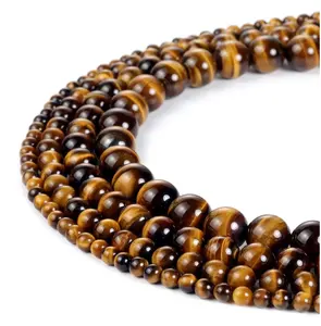 Yellow Tiger Eye Beads Natural Crystal Beads Stone Gemstone Round Loose Energy Healing Beads with Free Crystal Stretch Cord for