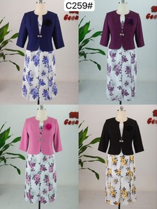 Ensemble robe et veste 2 pièces pour femmes grandes tailles, imprimé floral, élégant, longueur mi-mollet, violet, en crêpe, vêtements grande taille - Product Image 6