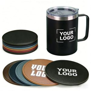Custom Business Logo Cup Mats Wholesale Pu Leather <b>Coasters</b> Non-Slip Round for Drink Restaurant Hotel Promo Gift <b>Coaster</b> - Product Image 1