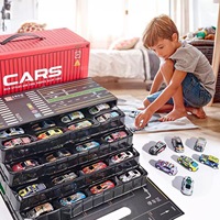 Modèle de voiture miniature en alliage, ensemble cadeau unisexe, conduite à inertie avec garage simulé, voiture jouet pour enfants de 14 ans et plus