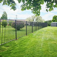 Panneau de clôture en aluminium noir de 4 pi x 6 pi, dessus plat, sans rouille, 3 rails avec barres verticales espacées uniformément, pour cour arrière, sécurité de la piscine