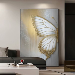 Modern Minimalist Butterfly Oil <b>Painting</b> With Texture <b>Frame</b> <b>For</b> Living Room Sofa Background Wall Art Decor - Product Image 1
