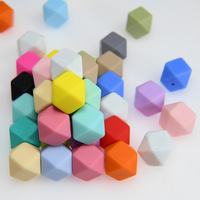 Perles de sécurité hexagonales en silicone de 14 mm, multicolores, à facettes, en vrac, pour stylos DIY, bracelets, chaînes de sucettes, fabrication artisanale, marque QC, lot en vrac