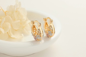 Aretes de <span class=keywords><strong>Aro</strong></span> al Por Mayor para Mujer, Joyería de Moda Bañada en <span class=keywords><strong>Oro</strong></span> de 18K para Joyería de <span class=keywords><strong>Oro</strong></span> Laminado - Product Image 3