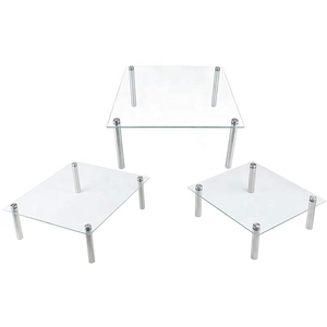 Ensemble de 3 supports à gâteau <span class=keywords><strong>en</strong></span> <span class=keywords><strong>verre</strong></span> <span class=keywords><strong>trempé</strong></span> écologiques transparents de 9, 11 et 13 pouces, présentoir à cupcakes pour table de dessert, plateau de service - Product Image 1