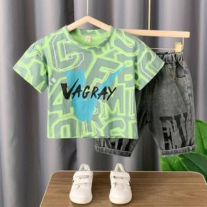 Ensemble de vêtements pour enfants très vendu, costume pour enfants, ensemble 2 pièces pour garçons, t-shirts et shorts pour enfants - Product Image 5