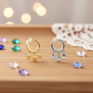 Pendientes de Aro K Star, Oro y Plata, 6mm, Acero, Joyería de Moda Unisex, Regalo Moderno - Product Image 2