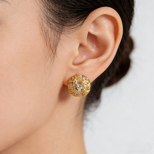 CUSTOM SILVER 10K/14K GOLD PLATED SOLID GOLD LAB GROWN DIAMOND ZICON ENGAGEMENT CLUSTER EARRING UNISEX CUTE ANNIVERSARY PARTY - Product Image 5