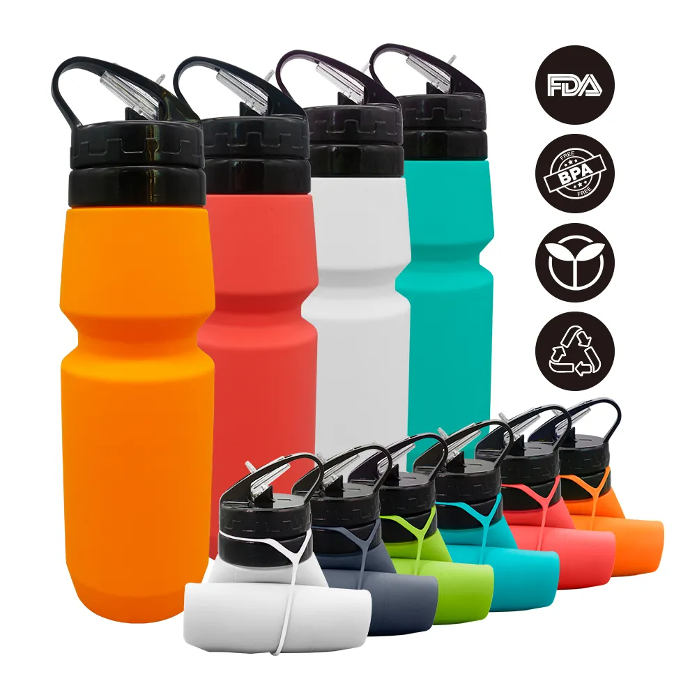 Bpa Gratis Lekvrij Inklapbare Silicone Water Fles Voor Outdoor Sport Wandelen Camping