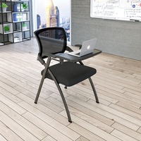Chaise de formation avec accoudoirs pliables réglables en plastique maillé pour salle de conférence, réunion, étude, écriture, tablette