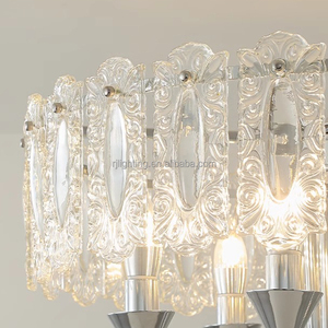 Fransız lüks gümüş doğal kabuk pul oturma odası ve yemek odası Retro Art Deco amerikan tarzı kare avize - Product Image 4