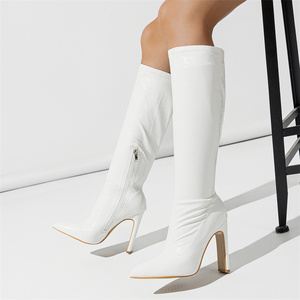 2024 Fashion Stivali Donna Pointed <b>Toe</b> Knee High Heels Tacones Talons Zipper 35-42 Winter Boots for Women - Product Image 3