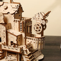Puzzle 3D en bois en gros, modèle Fort pirate, Puzzles 3D en bois DIY pour adultes, Kit de montage de ville pirate