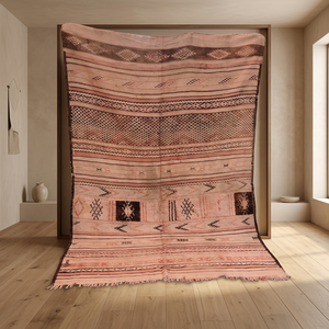 Tapis marocain Kilim de qualité supérieure en laine berbère, tissé à la main, à poils ras, motif géométrique, pour salon, vente en gros - Product Image 2