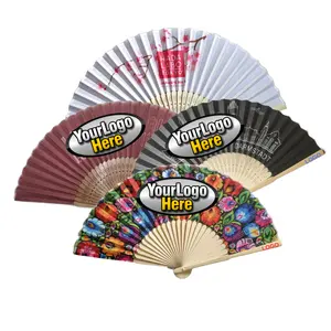 [Ich bin Ihre Fans] Kunden spezifisches Marken-Werbe geschenk Tragbarer Hand fächer Gedrucktes Falt logo Bambus papier Stoff Hand fächer