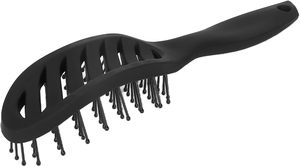 Cepillo para el cabello con mango de plástico y logotipo personalizado, diseño hueco con ventilación curva, peine para masaje del cuero cabelludo con cerdas de nailon, cepillo desenredante - Product Image 2