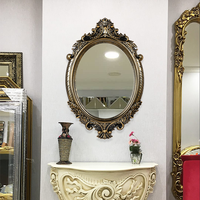 Fabrication personnalisée de forme ovale miroir mural cool giveaway plexiglas maison cadre doré décor miroir chinois espejo para sala