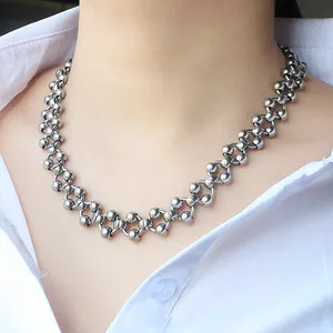 Mode Edelstahl kleine Perlenkette mit Armband Set Kette Halskette Armband Großhandel Anhänger Halskette
