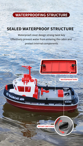 Tx686 2.4 גרם rc tugboat מודל 1/72 8 ק "מ/שעה עמיד למים מיני סירה חשמלית