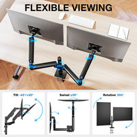 Support de bureau pour double moniteur avec bras VESA réglables, base à pince et à œillet, écrans de 17 à 34 pouces, mouvement complet pivotant et inclinable