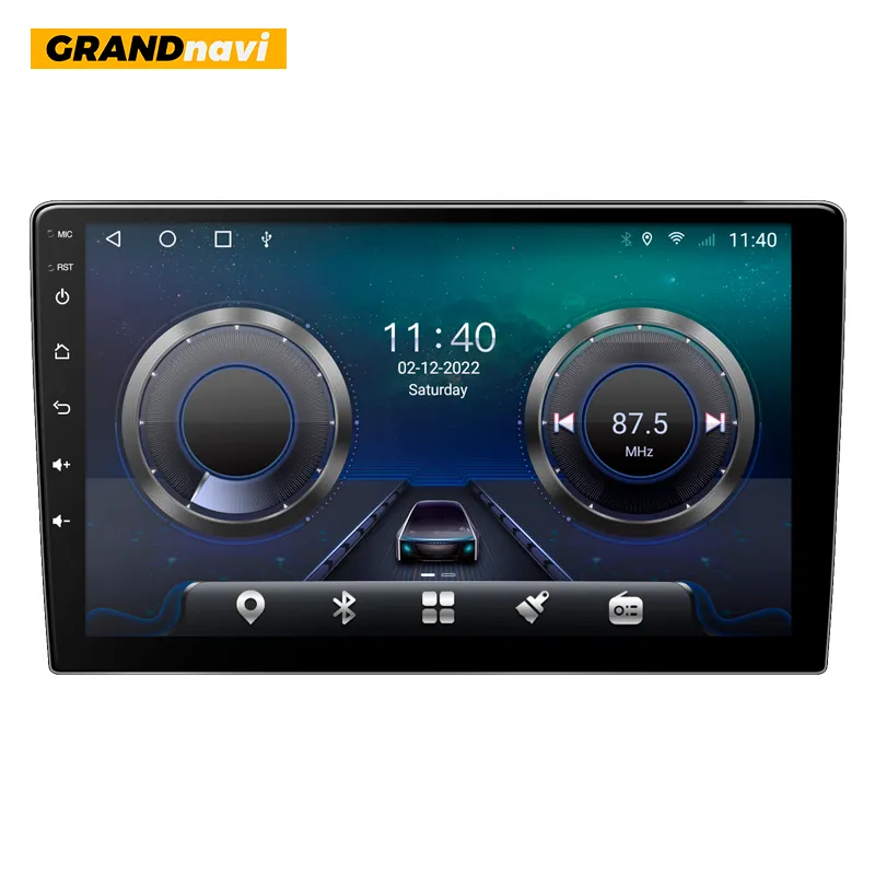 GRANDnavi ระบบ Android เครื่องเล่น GPS มัลติมีเดีย 9 นิ้วเครื่องเสียงรถยนต์ Carplay สากลสเตอริโอทางทะเล