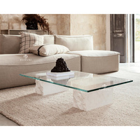 Table de centre à 2 pieds en travertin