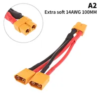 Cable de silicona XT60 14AWG macho/hembra extensión Dual Y divisor conector de batería paralelo para Motor RC accesorio electrónico