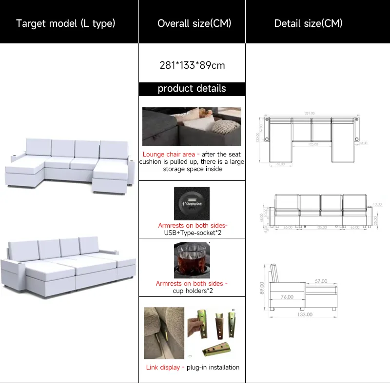 モダンなデザインの家具コーナーソファベッドセット収納付き高品質頑丈で耐久性のあるリビングルームソファ