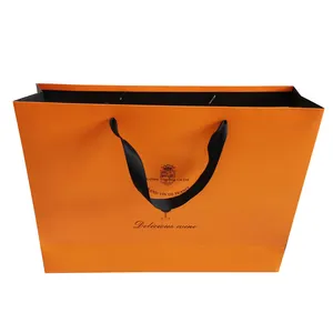 Eco amigable hermosa naranja de dibujos animados bolsa de papel de regalo