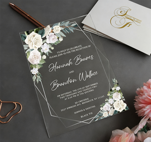 Invitation de <span class=keywords><strong>Mariage</strong></span> Personnalisée Luxe Élégante, Enveloppe Transparente en Acrylique Clair - Product Image 6