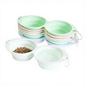 2-in-1 Portable Rounded Silicone <b>Dog</b> Travel Bowls Foldable Collapsible with <b>Hook</b> for Feeding Your Furry Friend On-The-Go - Product Image 3