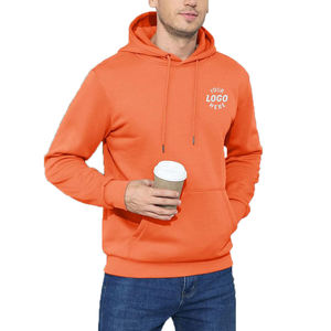 Sweat-shirts unisexes en coton orange vierge, à capuche, avec logo personnalisé brodé ou imprimé, manches longues, poche kangourou, cordon de serrage, grammage lourd - Product Image 1